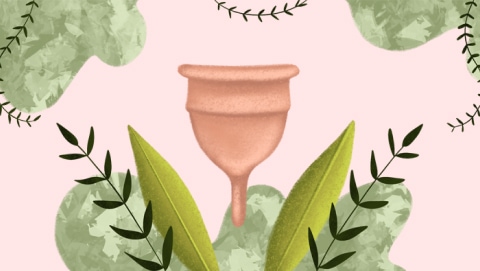 Ilustración de una copa menstrual como opción sostenible