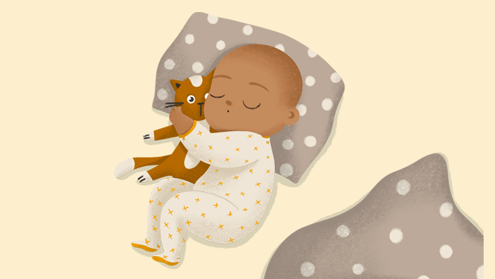Ilustración de un bebé durmiendo con almohada