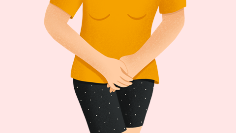 Ilustración de una mujer con problemas ginecológicos