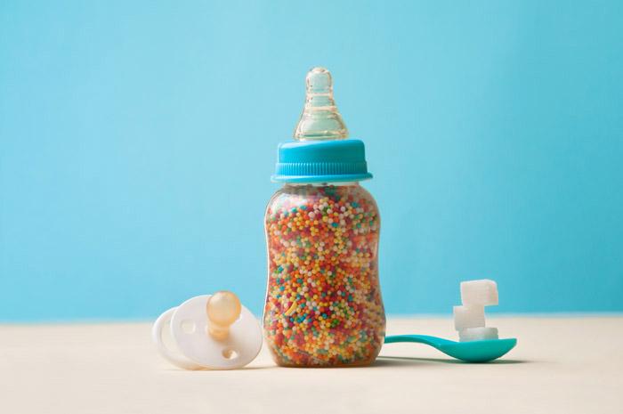 Representación del azúcar en la dieta de un bebé